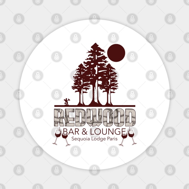 Redwood Bar and Lounge Sequoia Lodge Paris Magnet by Joaddo